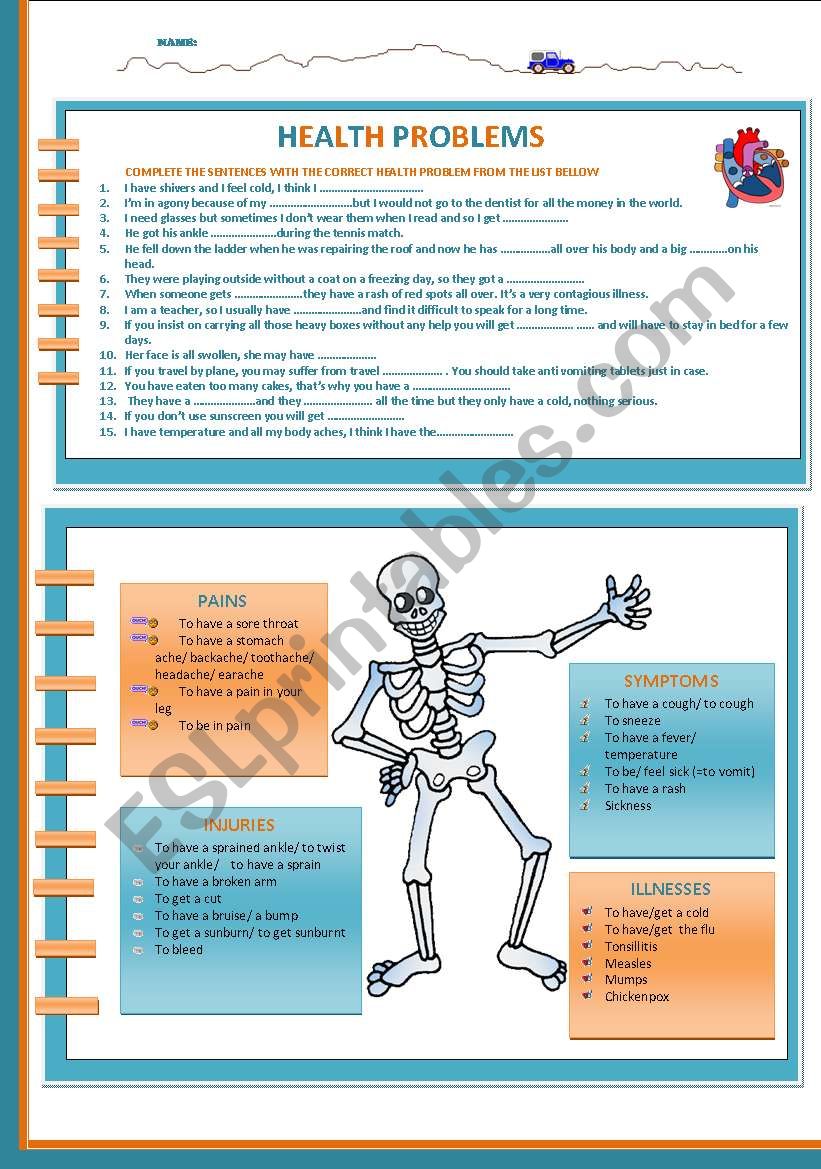 HEALTH PROBLEMS worksheet