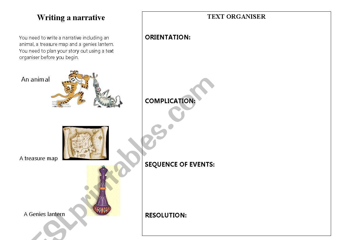 English worksheets: Narrative template