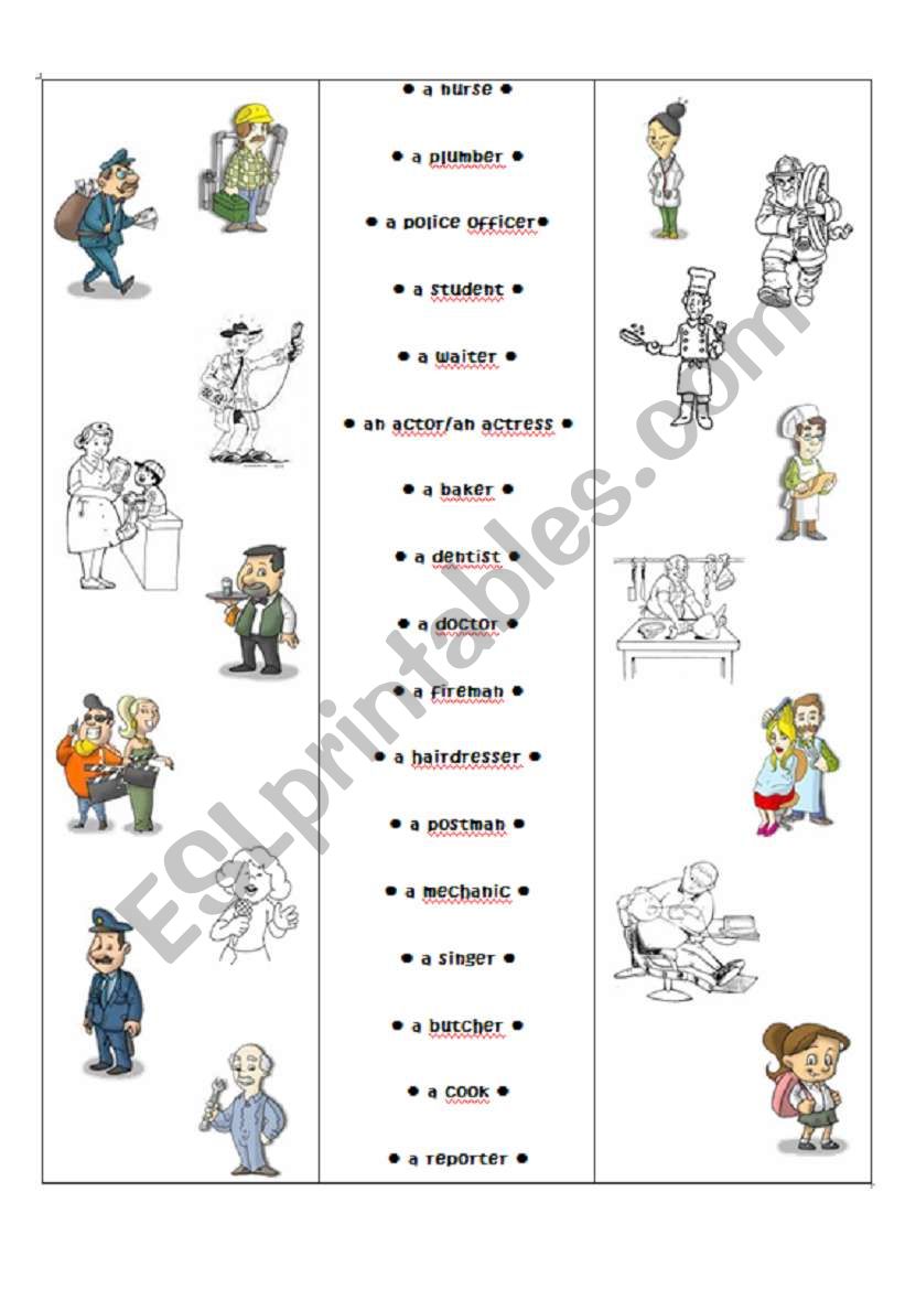 Jobs and occupations worksheet