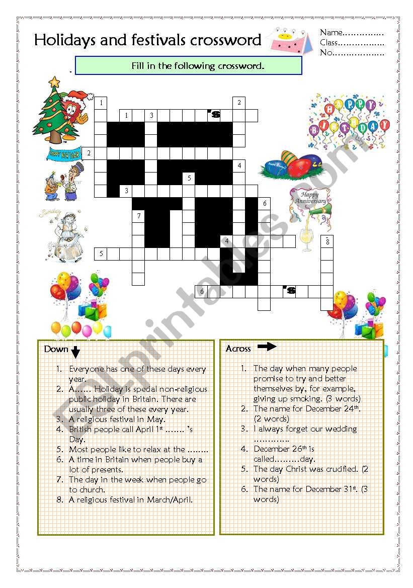 Holiday and Festival crossword