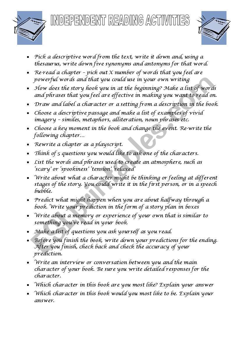 Independent Reading Activities