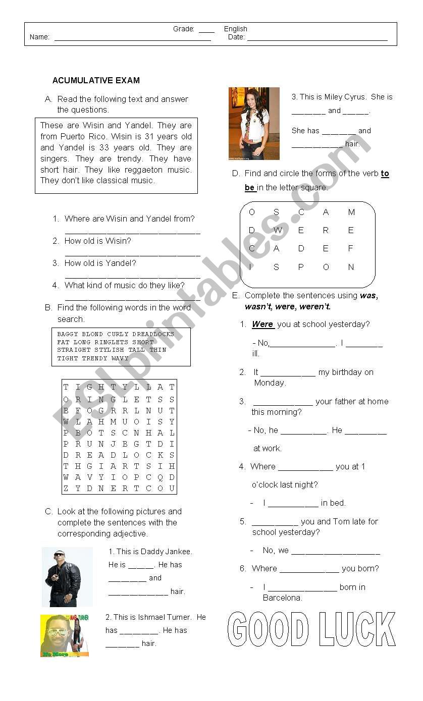 PHYSICAL APPEARANCE EXAM worksheet