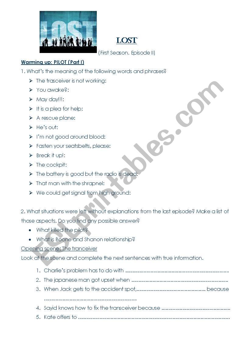 LOST PART 2 worksheet