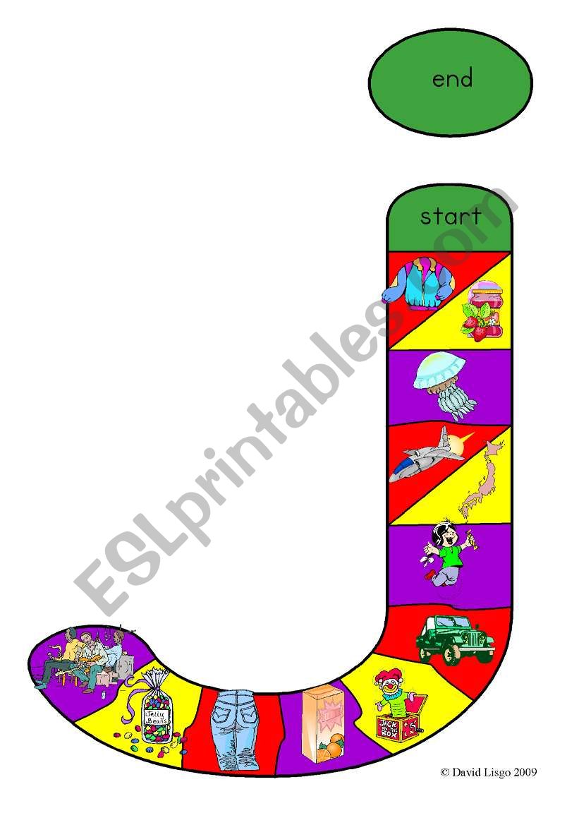 New Alphabet Tracks: letter j in full color, black and white and blank.