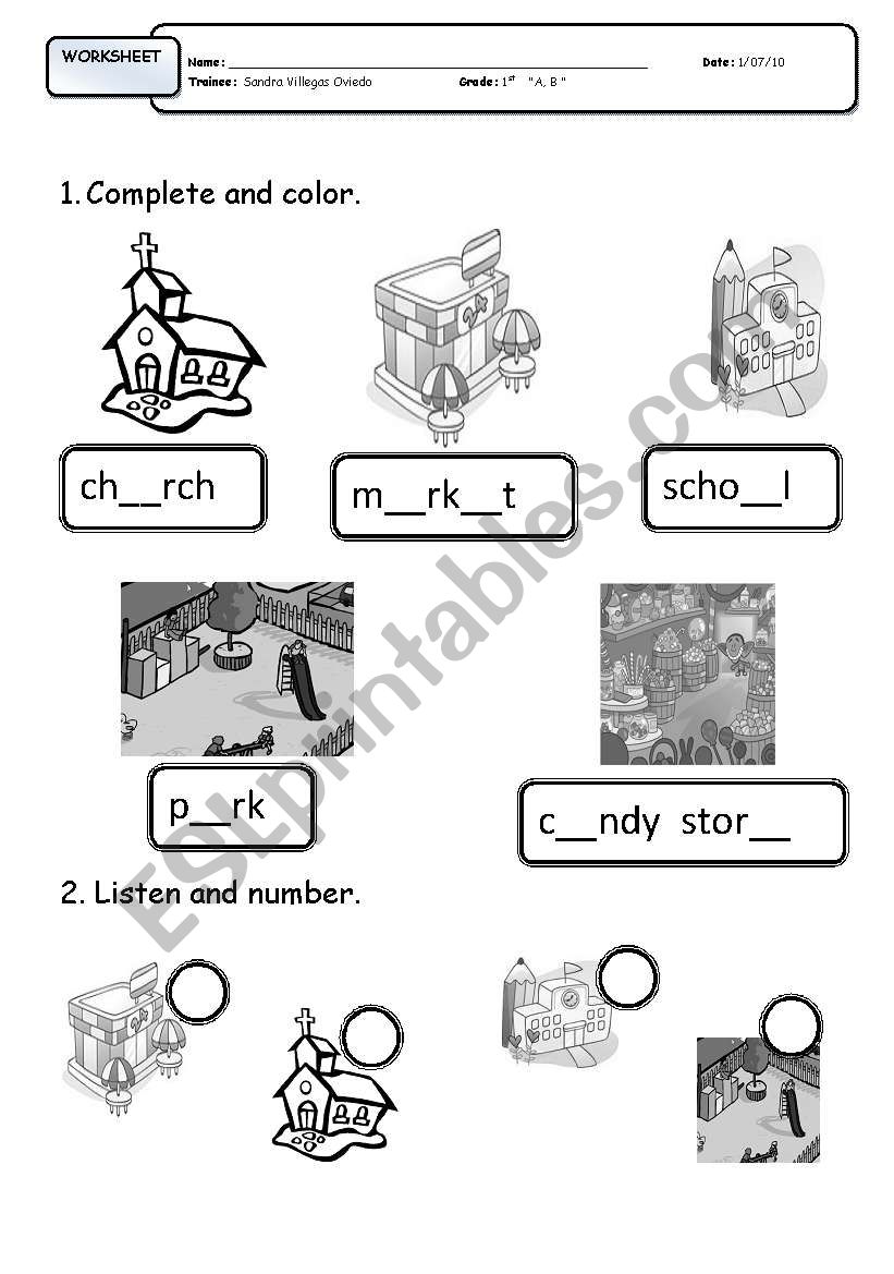 local places worksheet