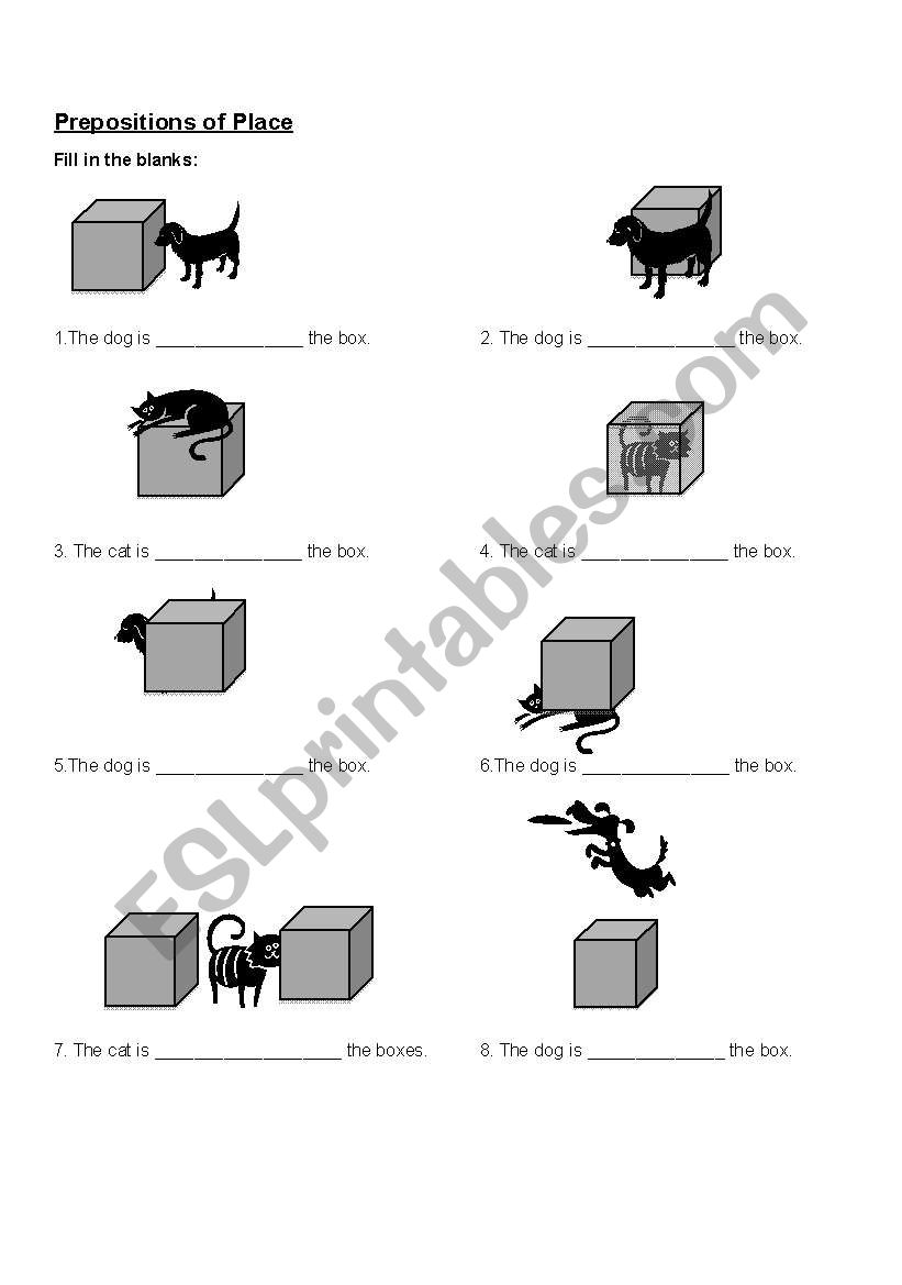 Prepositions of Place worksheet