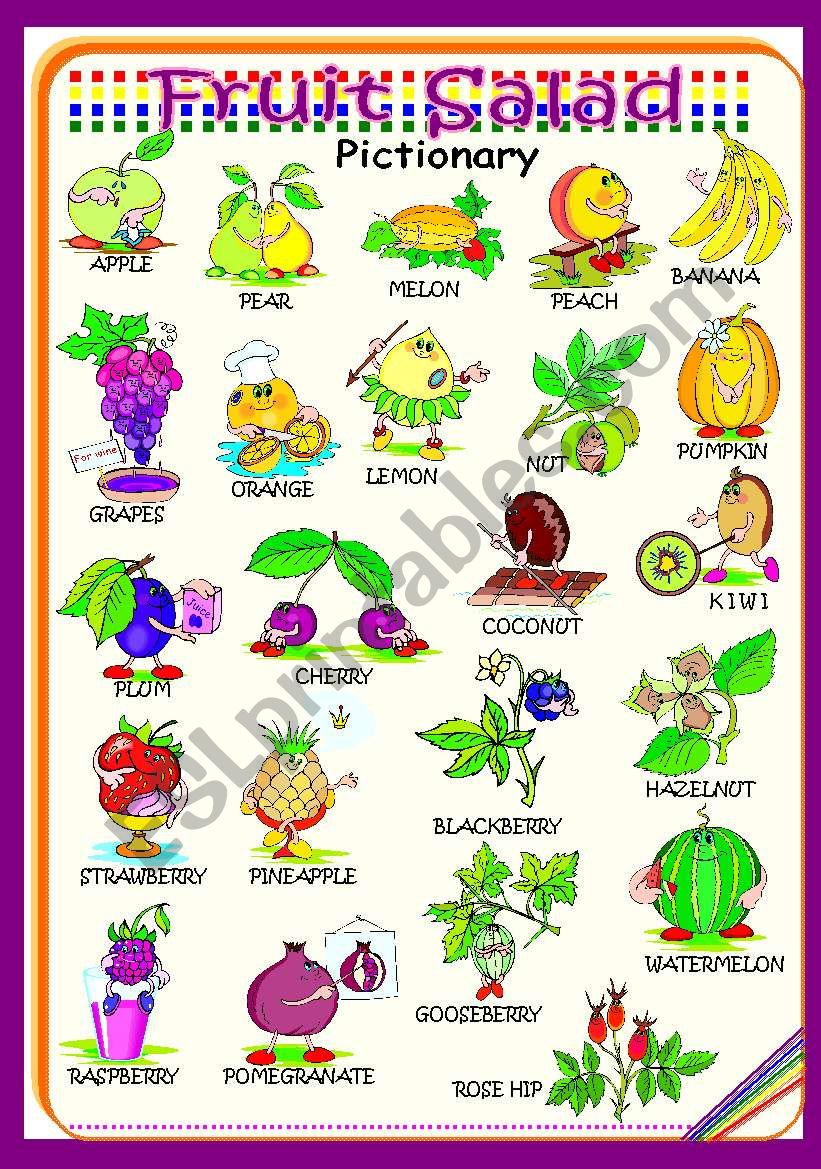 Fruit Salad Pictionary worksheet