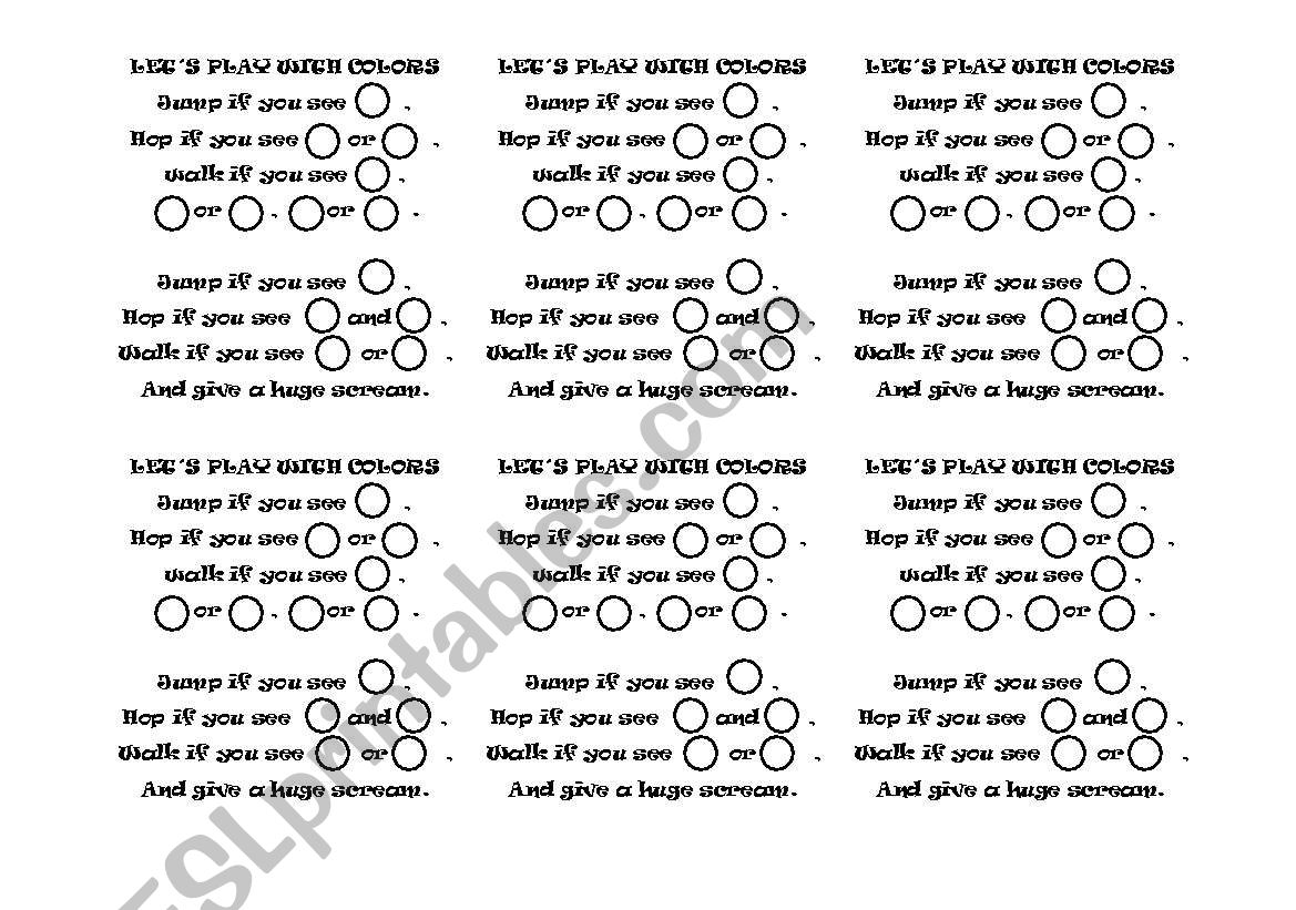 LETS PLAY WITH COLORS SONG!! worksheet