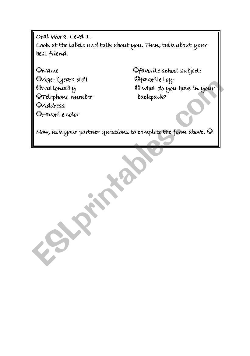 personal information oral practice