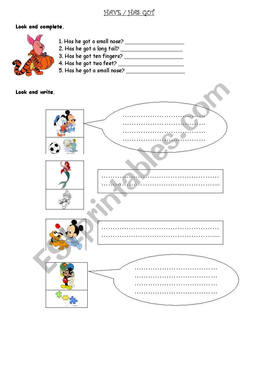 have /has got worksheet