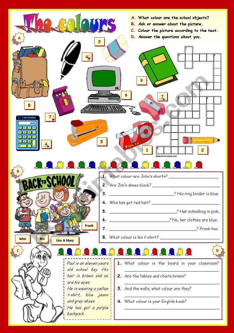 THE COLOURS worksheet