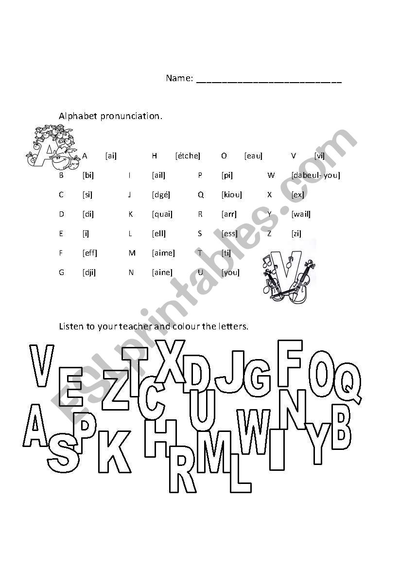 Pronunciation alphabet worksheet