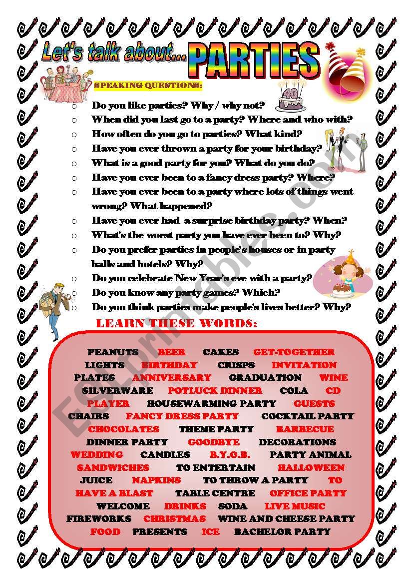 LETÂ´S TALK ABOUT PARTIES (SPEAKING SERIES 72)