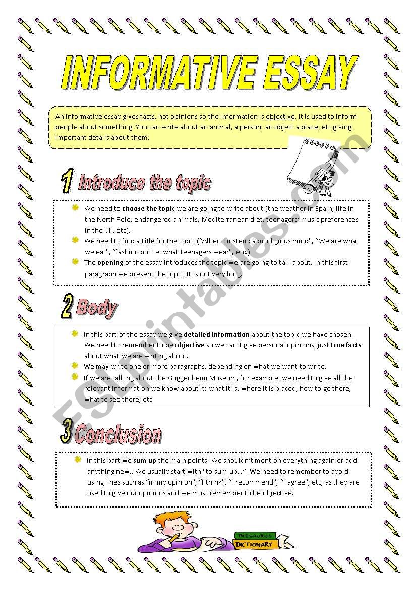 informative essay worksheets