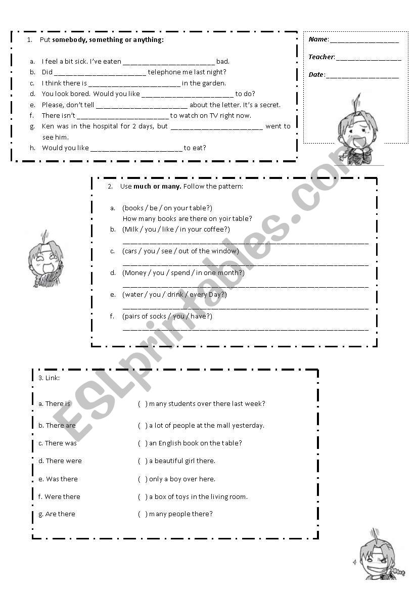 Somebody Some/Anything worksheet