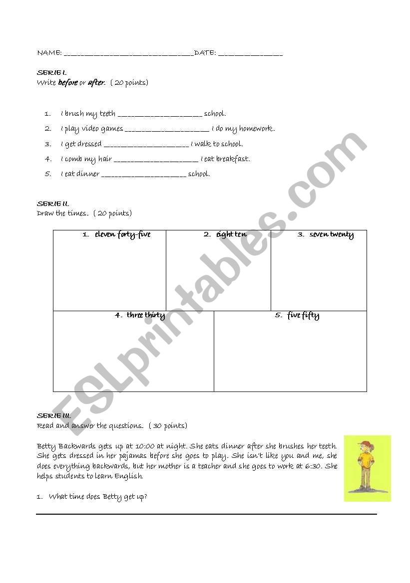 DAILY ROUTINES worksheet