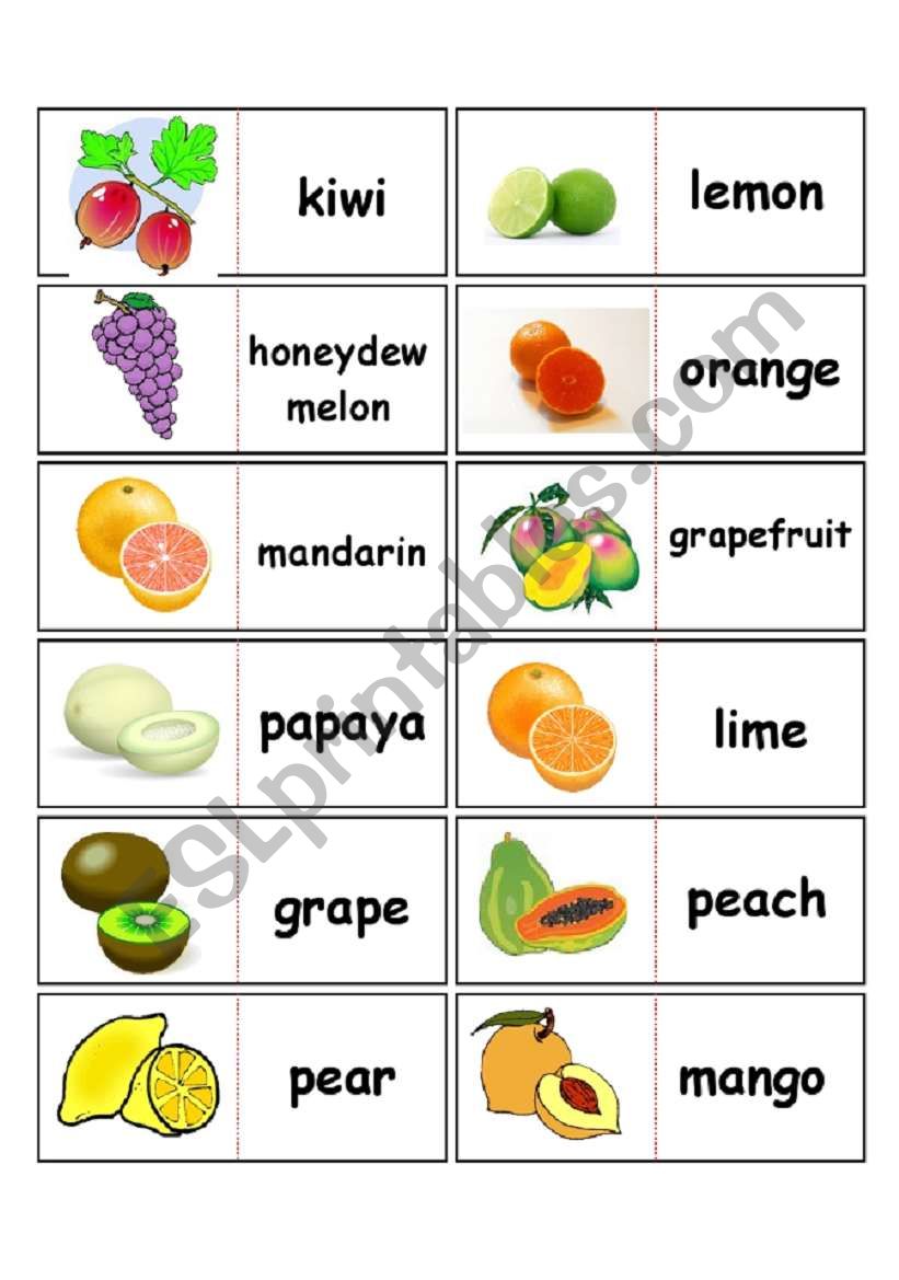 fruits domino (2 of 2) worksheet