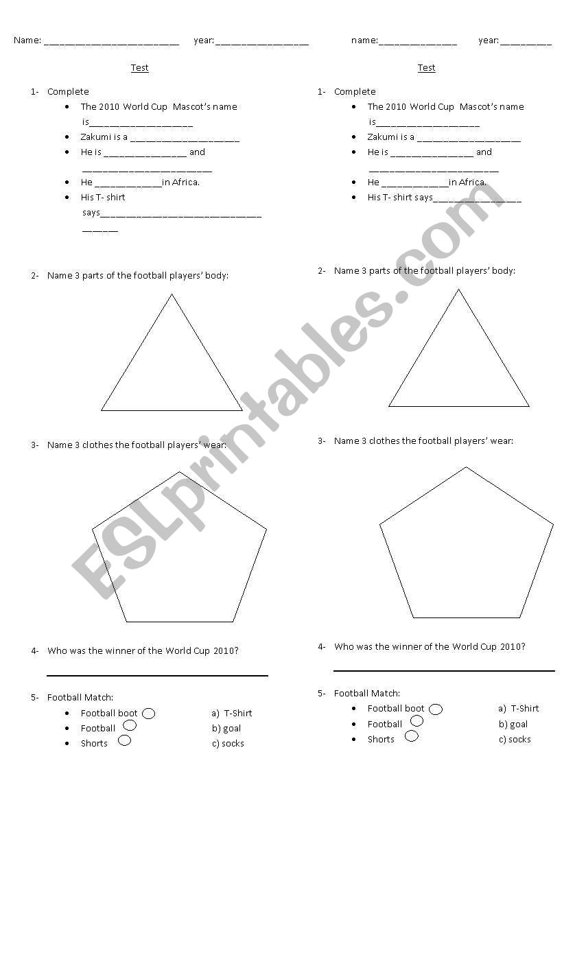 World Cup 2010 worksheet