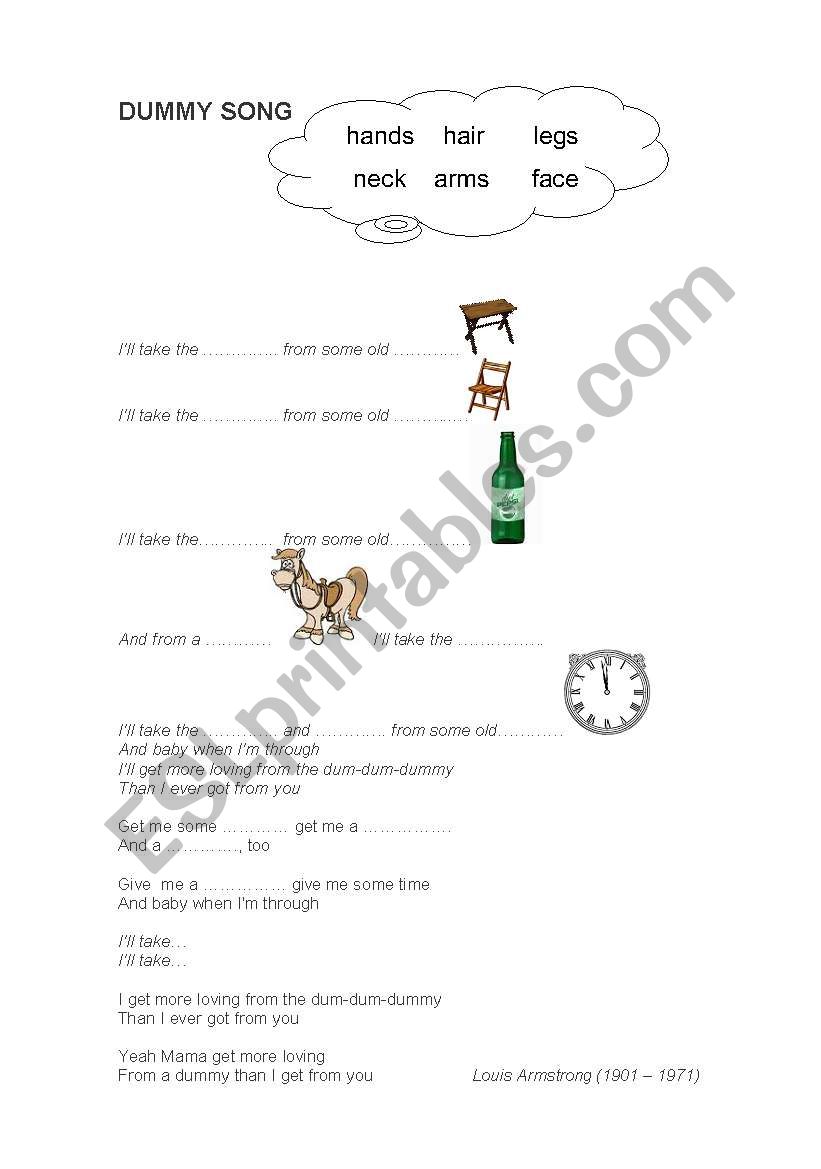 Dummy Song by Louis Armstrong worksheet