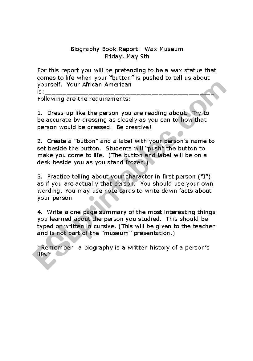 Biography worksheet