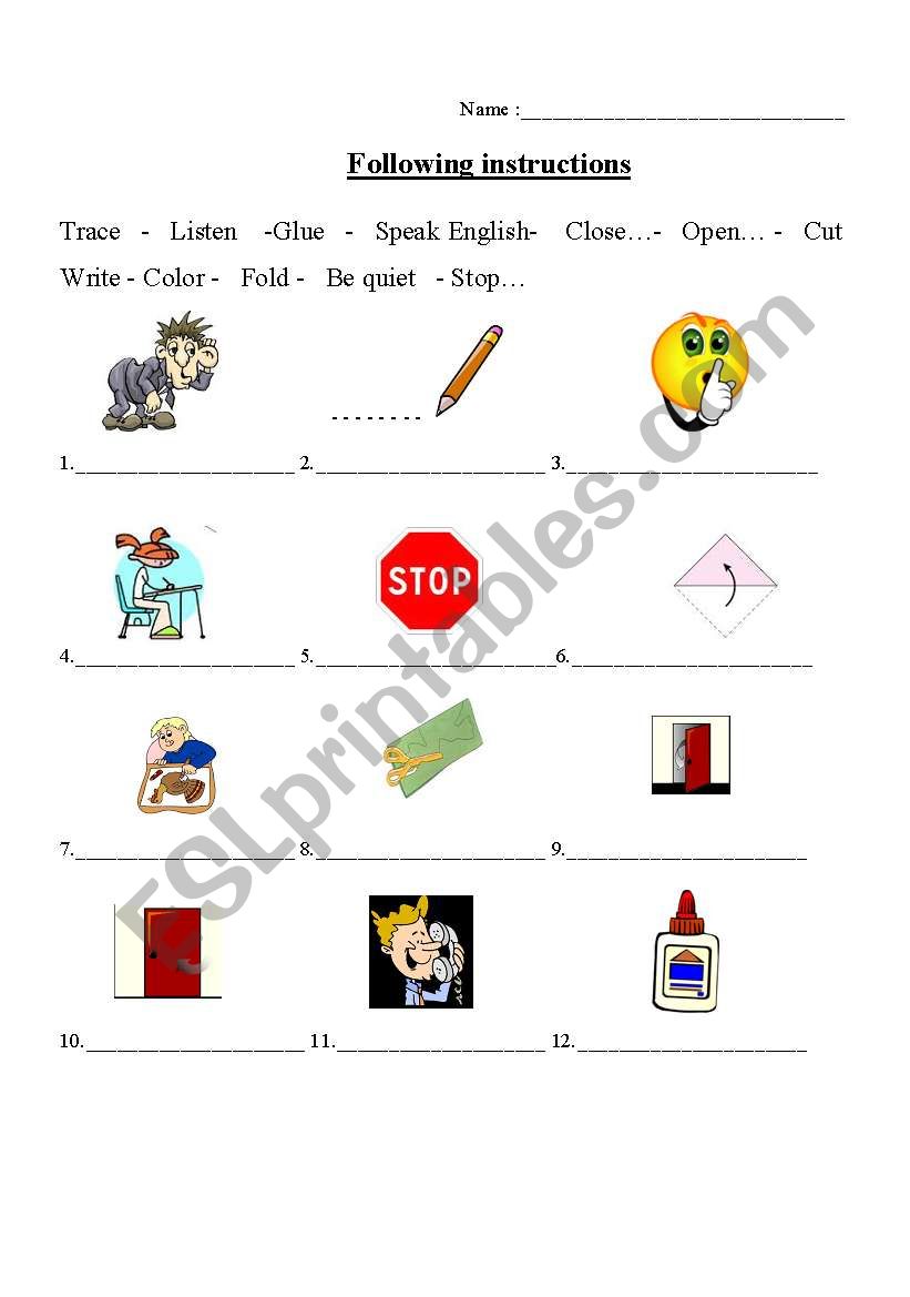 Instructions worksheet