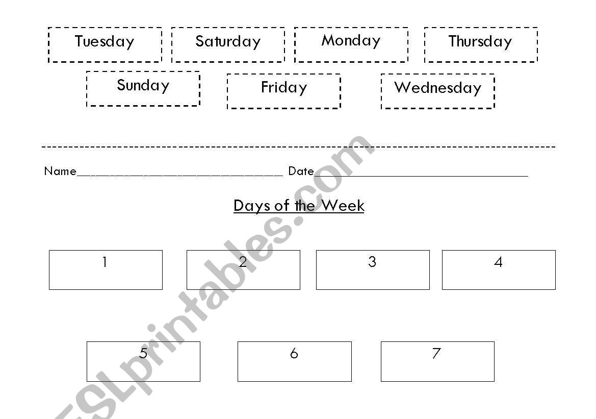 Days of the Week worksheet