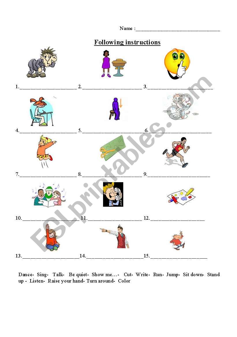 instructions other level worksheet