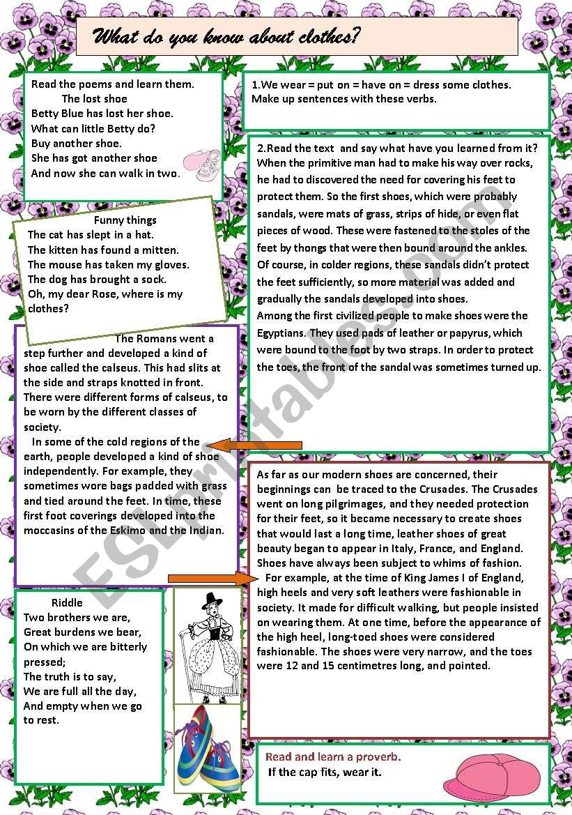 clothes poems worksheet