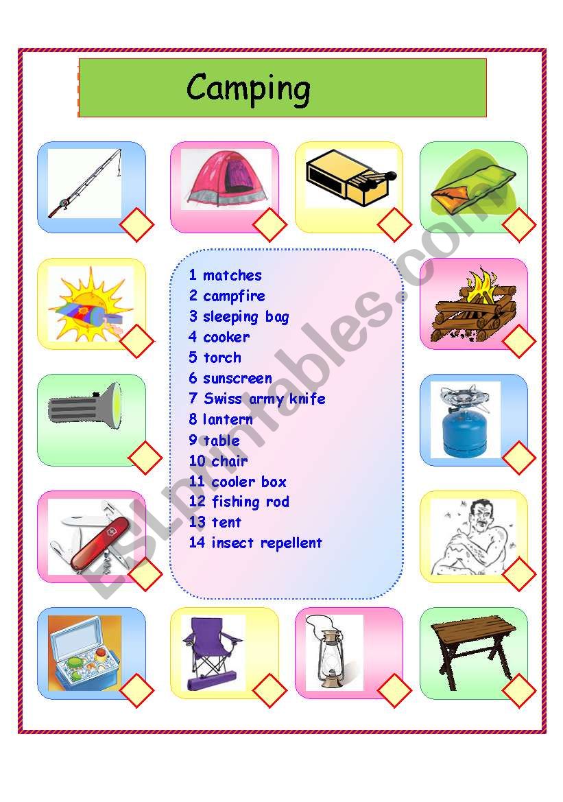 Camping worksheet