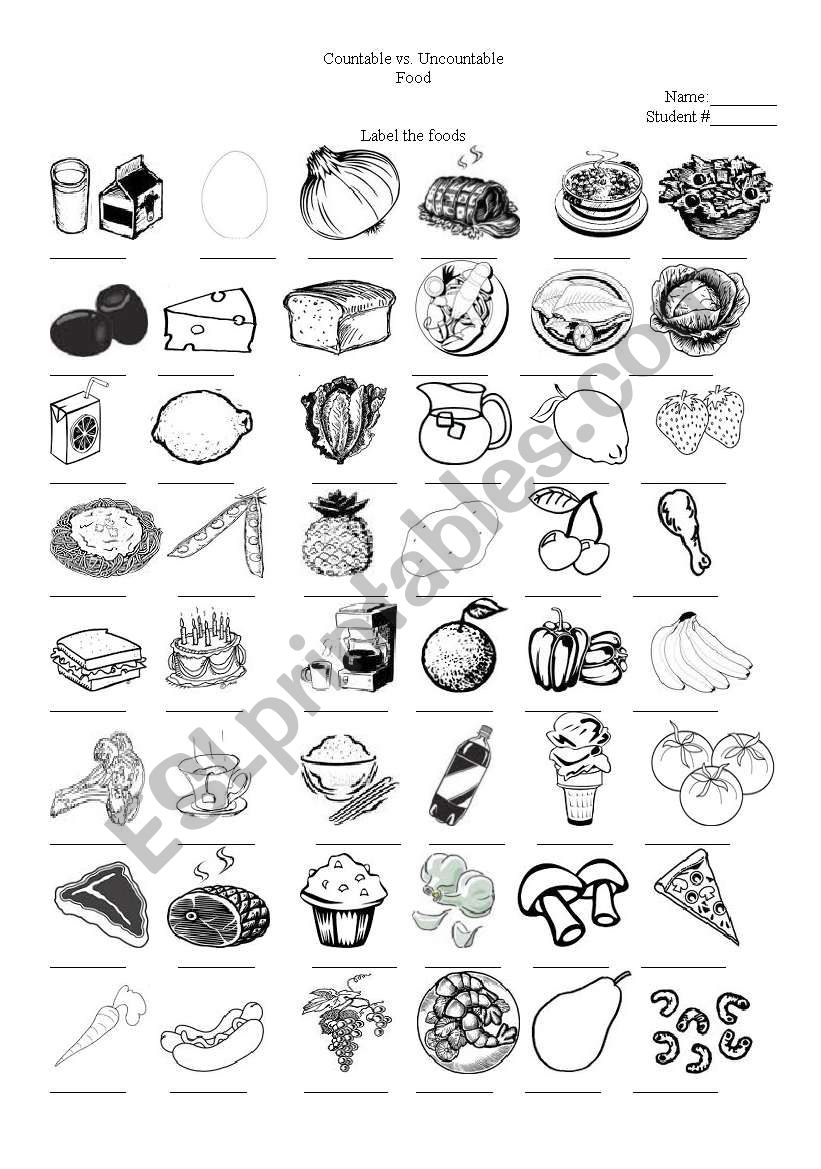 Food- Pg 1 worksheet