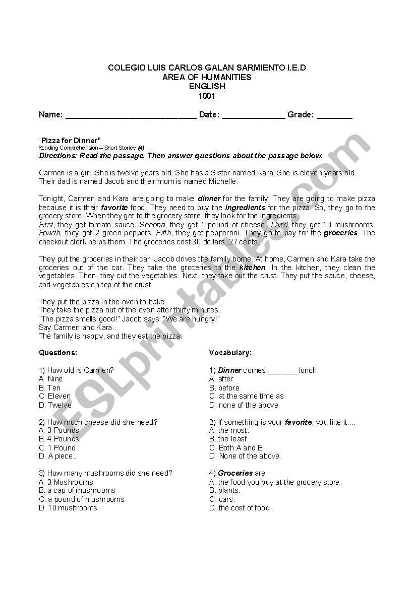 How Many - How Much reading worksheet