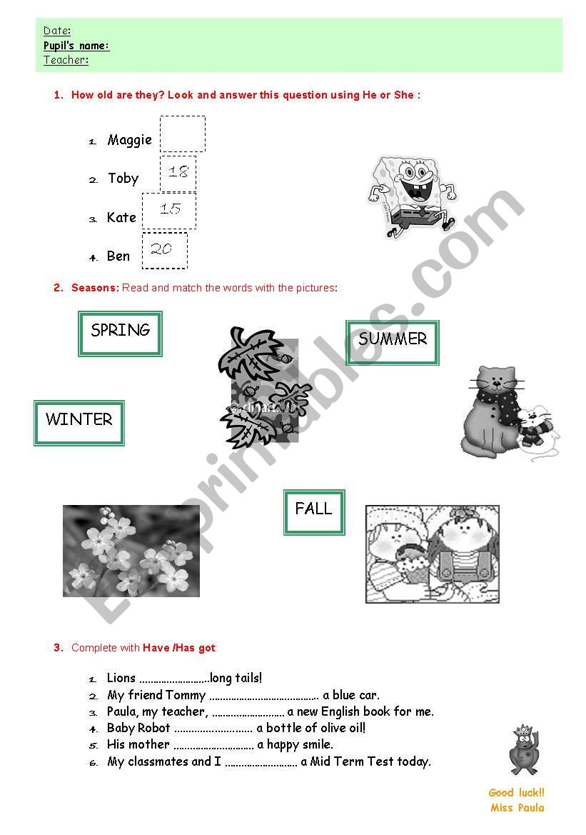 practice for children worksheet