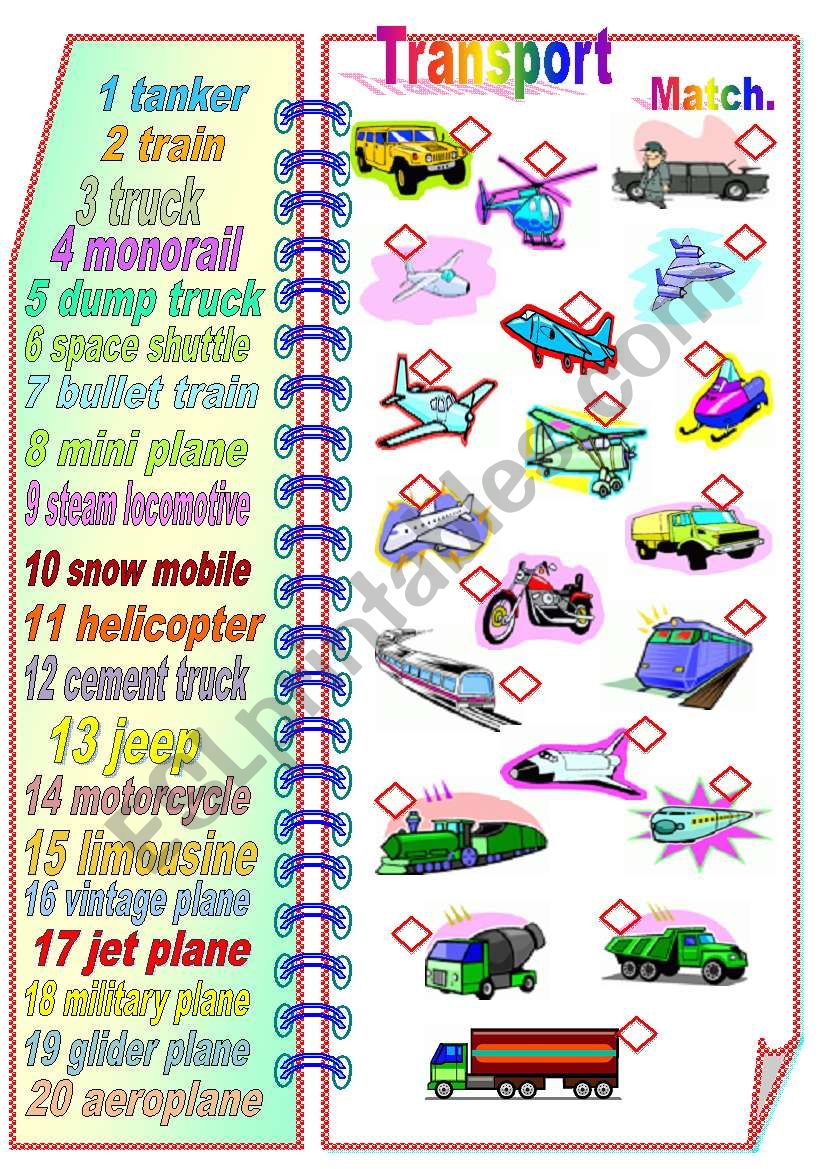 Transport 2-Matching activity **fully editable