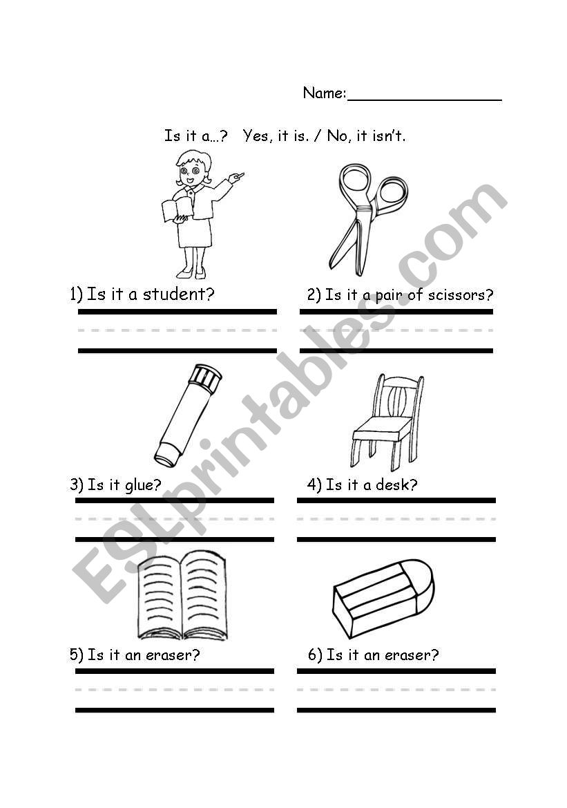 Classroom objects / to be worksheet