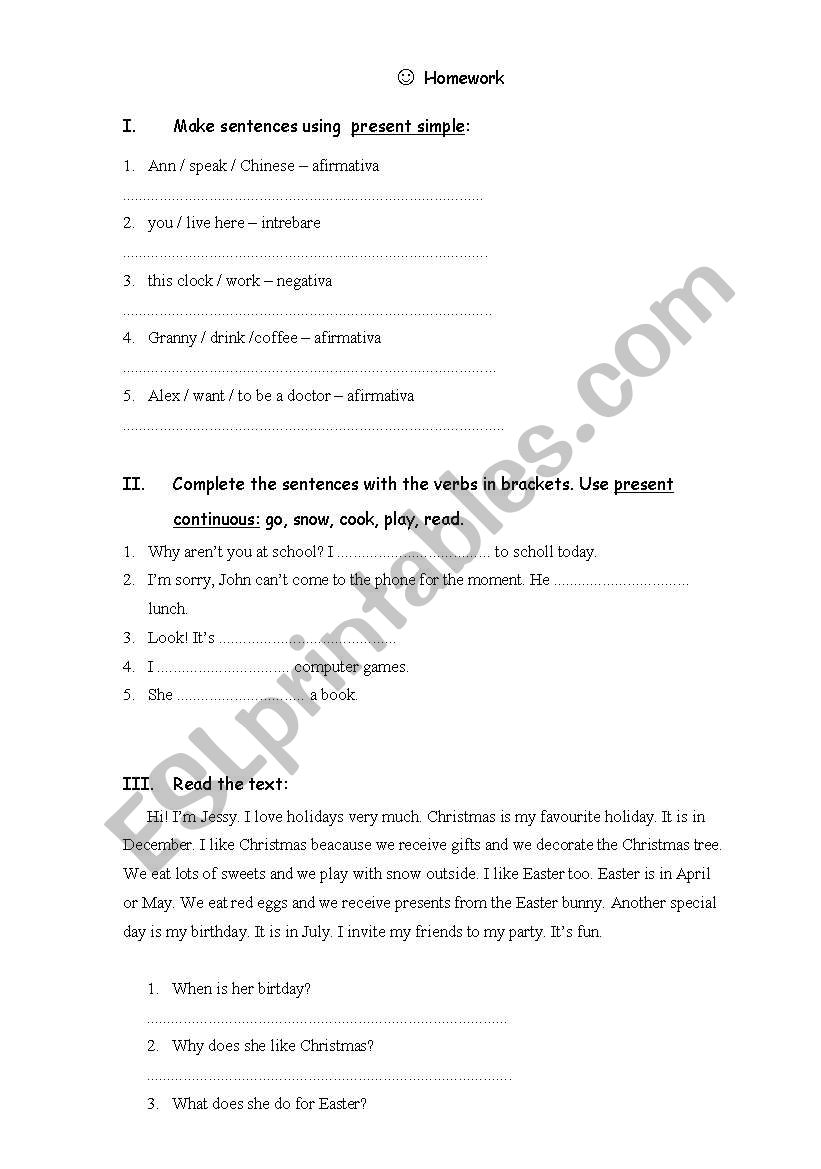 Present simple vs continuous worksheet