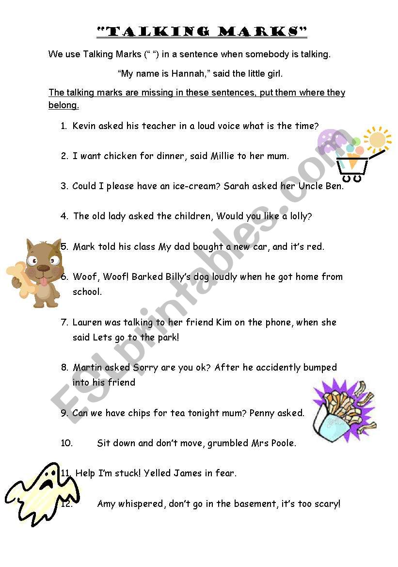 Talking Marks worksheet