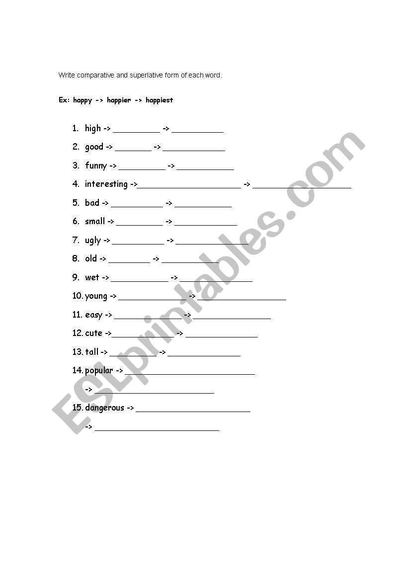 Comparative Superlative exercise