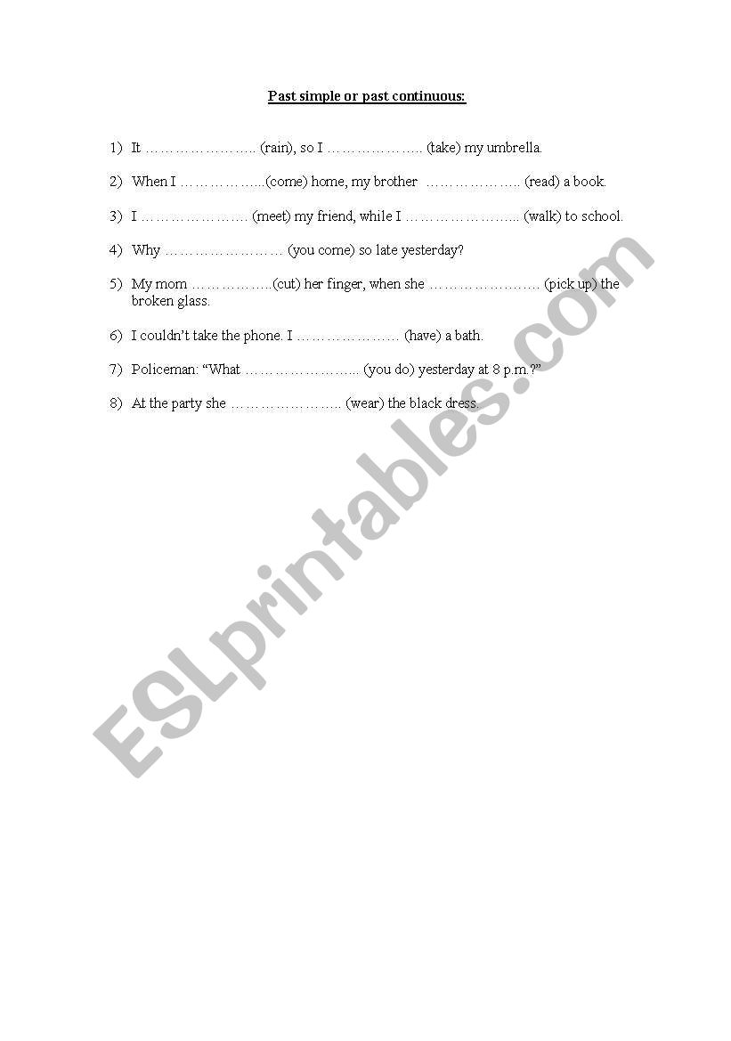 Past tenses worksheet