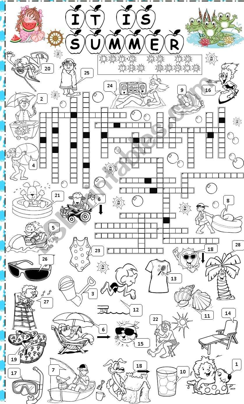 summer crossword worksheet