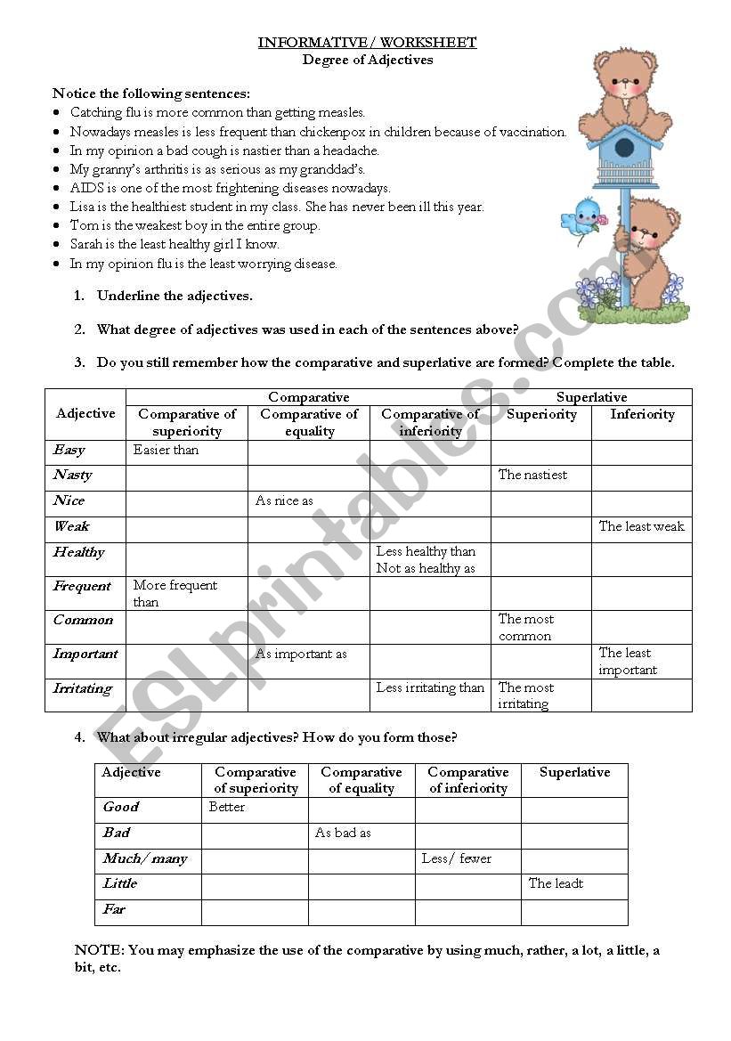 COMPARISONS / DEGREE OF ADJECTIVES