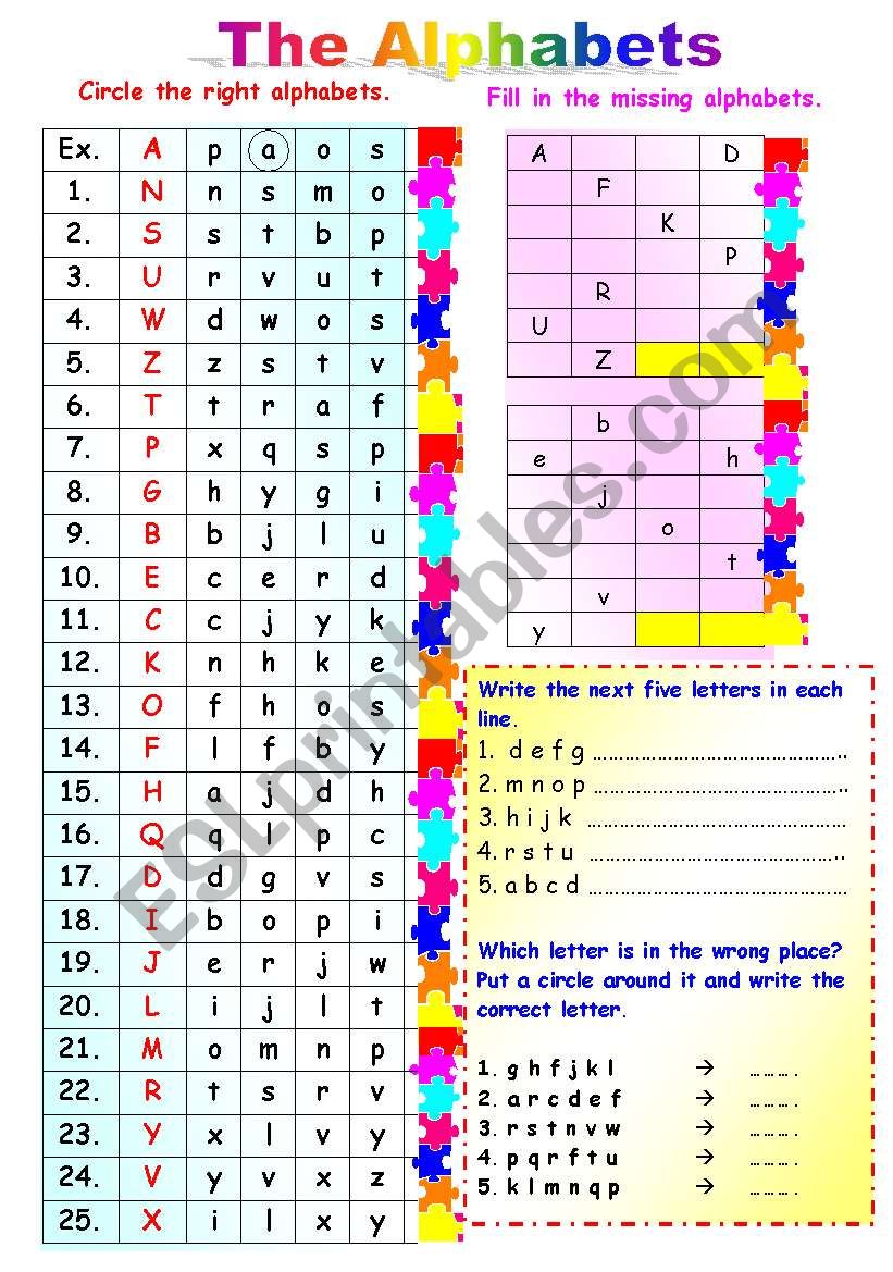 The alphabets worksheet