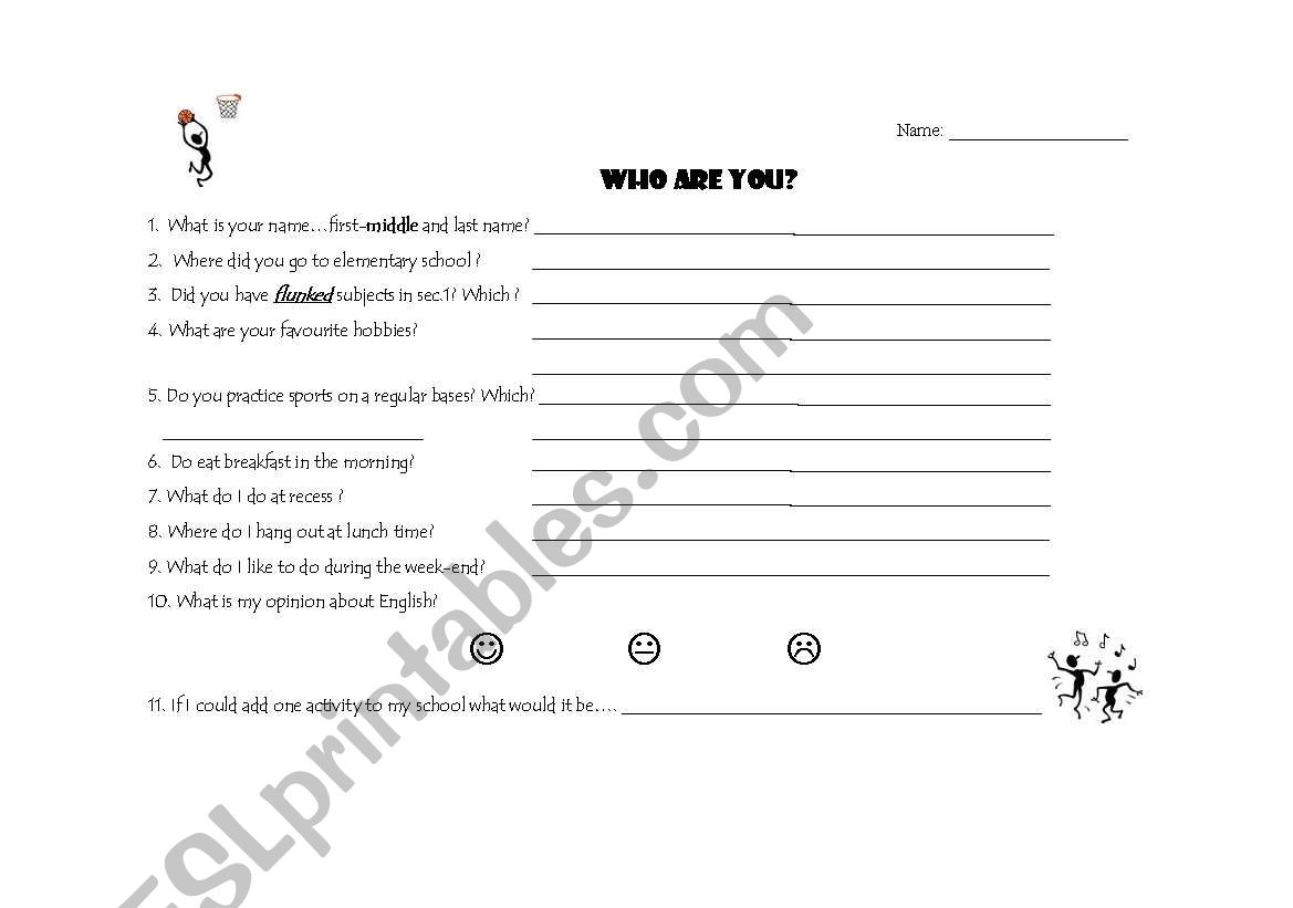 WHo are you? worksheet