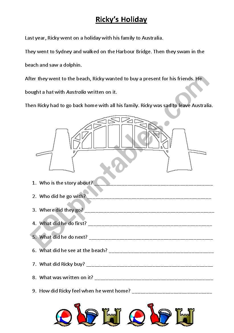 Rickys Holiday worksheet