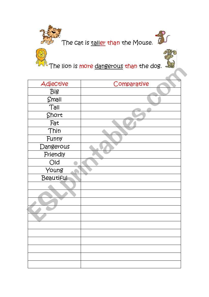 COMPARATIVES  worksheet