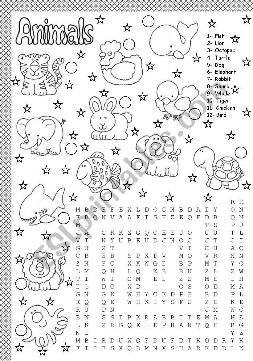 cute animals worksheet