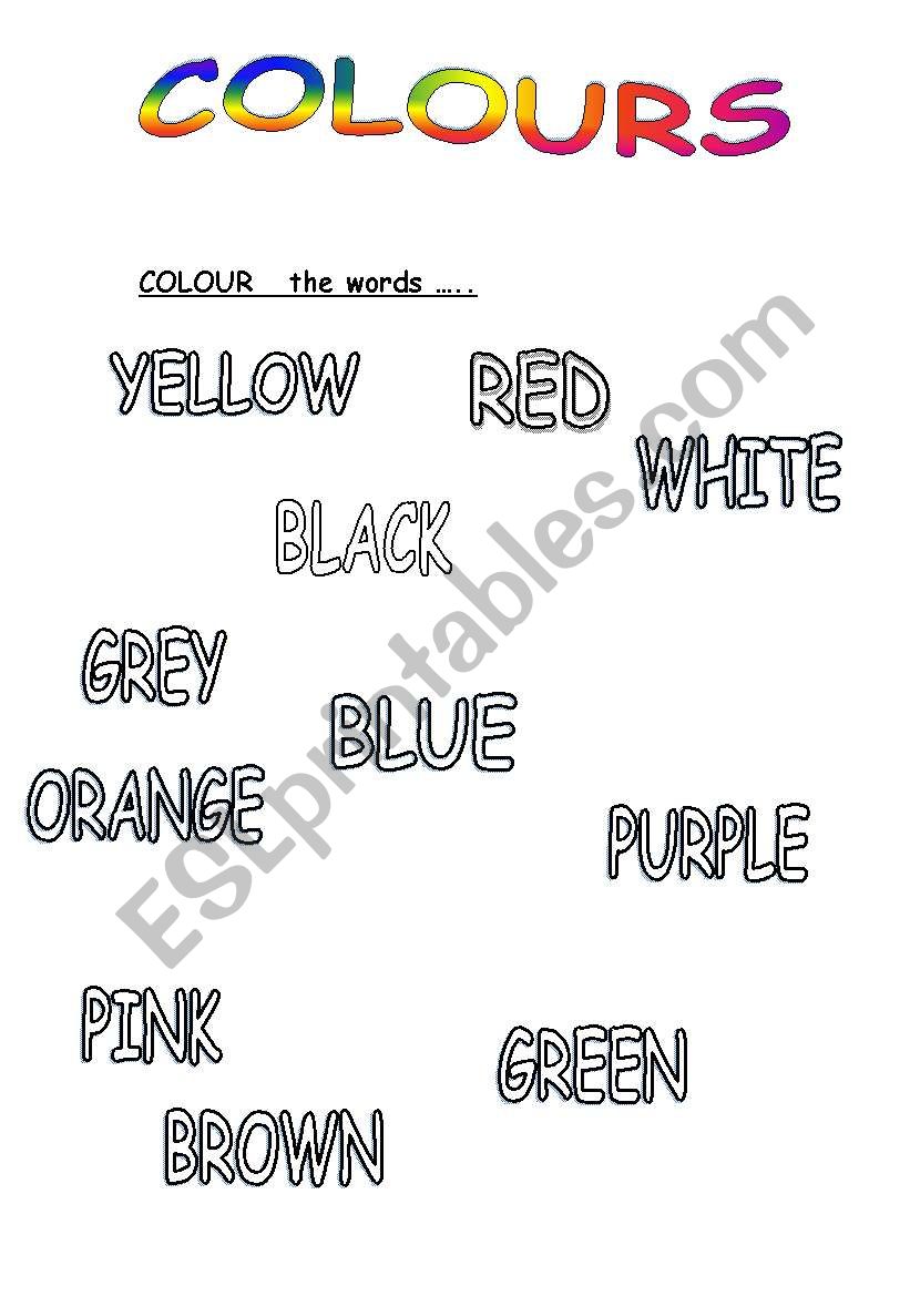 Colours worksheet