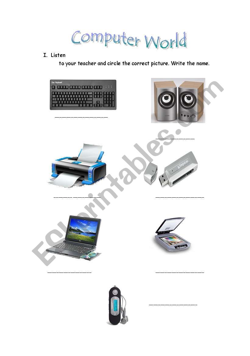 Vocabulary about computers worksheet