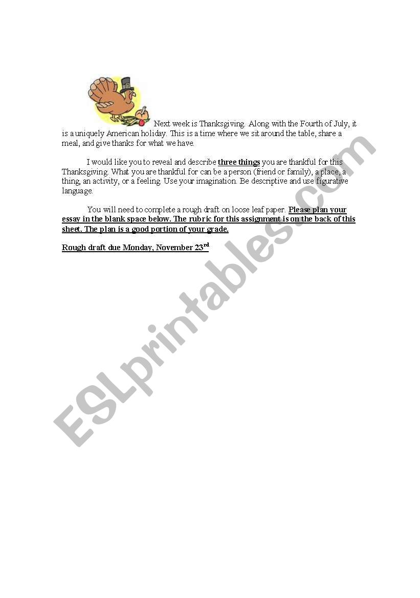 Thanksgiving worksheet