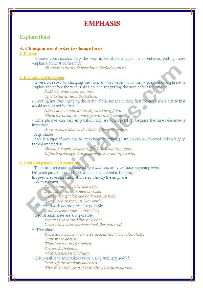 Structure of Emphatic Sentences