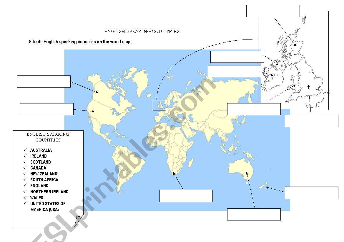 English speaking countries map